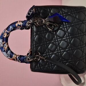 Dior Calfskin Cannage Medium Anselm Reyle Lady Dior Black